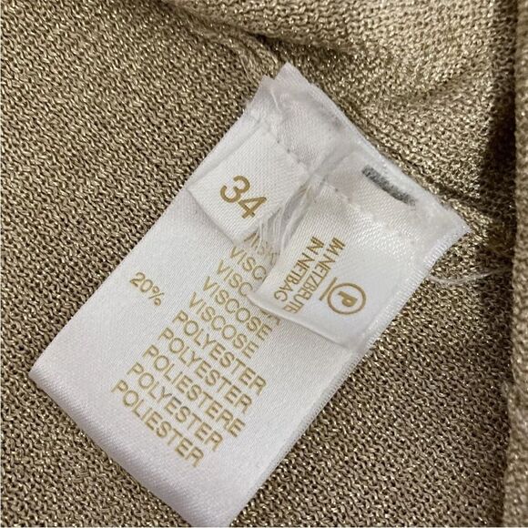 Vtg‎ 90s Y2K Escada Gold Glitter Tie Front Top Skirt Suit Metallic 34 S US 4 6 - Picture 8 of 10